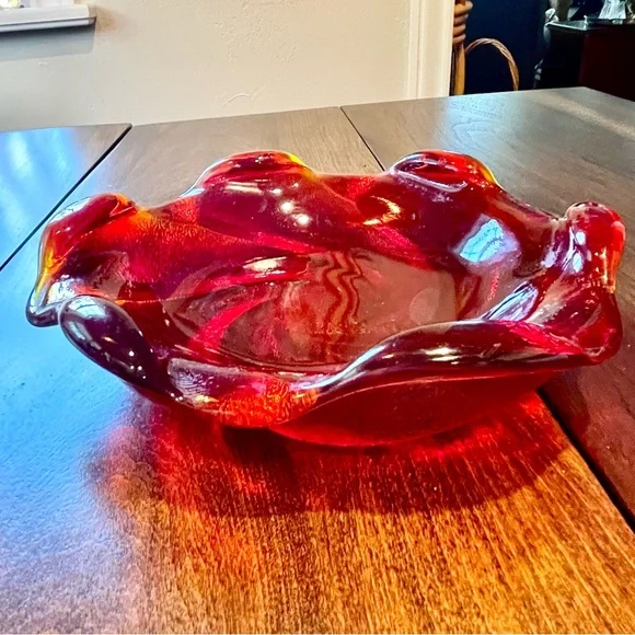 Fenton Amberina Glowy Glass Colletion Swung glass, Compote, and Trinket Dish
